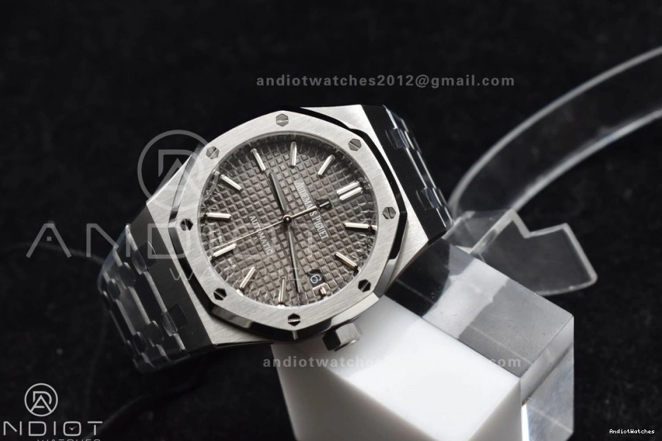 Royal Oak Gray Edition 1030 on 37mm Super SS Textured SS Bracelet Best SA3120 1:1 ZF Clone Dial 15450 MultiPurpose 0524